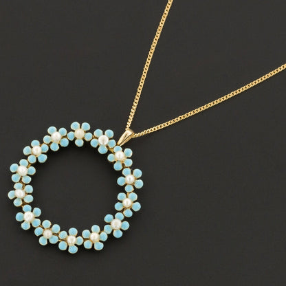 Antique Forget-Me-Not Pendant | 14k Gold Pendant on Optional 18k Chain