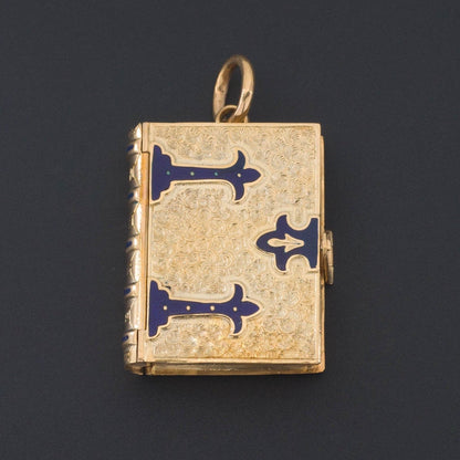 Antique Gold and Enamel Book Locket | 14k Gold Locket