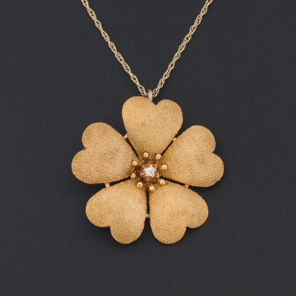 Antique Flower Pendant of 14k Gold
