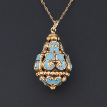 Antique Enamel Pendant | 14k Gold Pendant on Optional 10k Chain