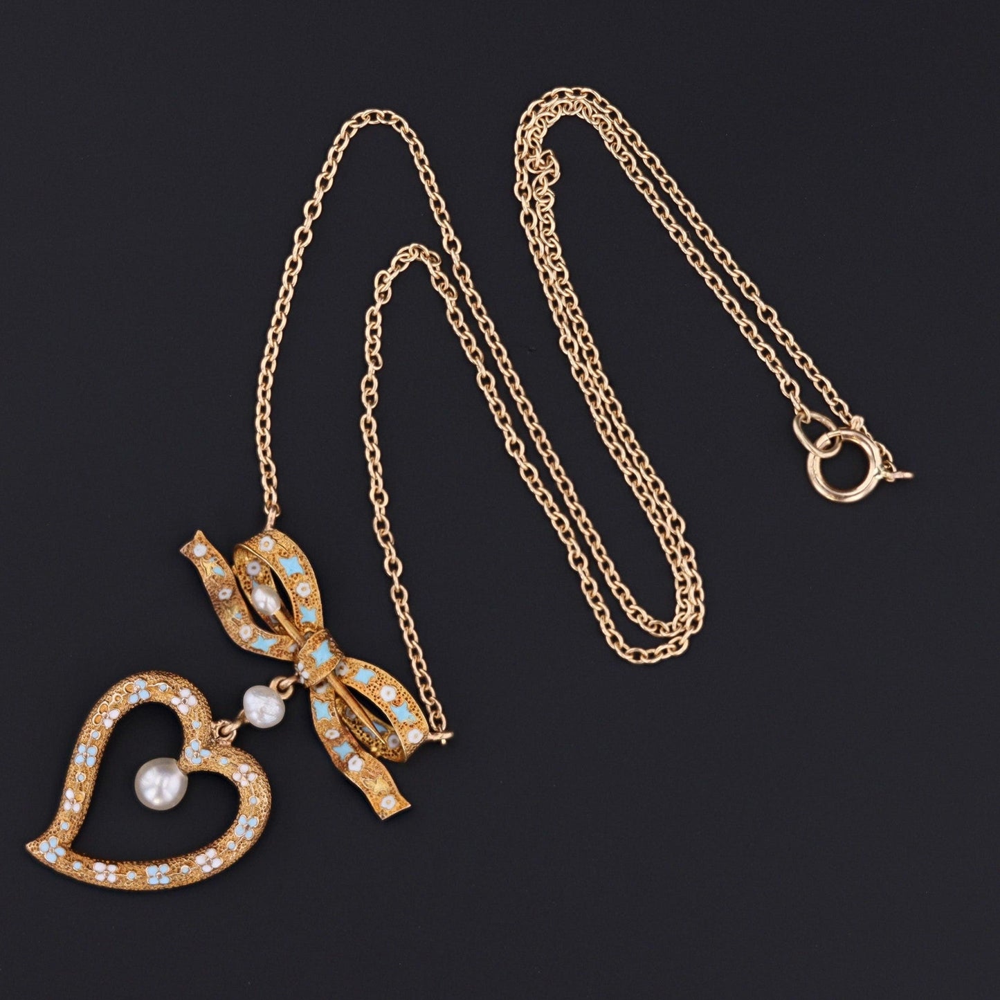 Antique Heart Conversion Necklace of 14k Gold