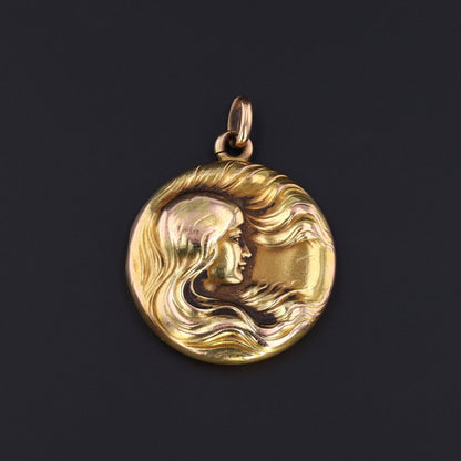 Antique Gold Locket | Art Nouveau Lady Locket