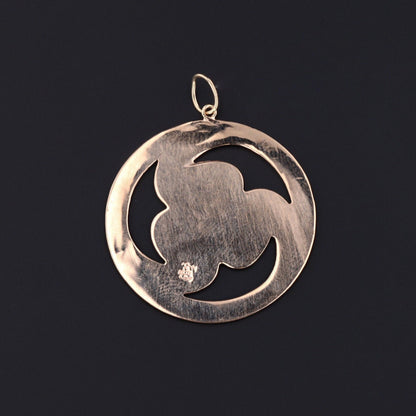 Antique Enamel Pendant of 10k Gold