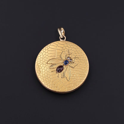 Antique Gemstone Bee Conversion Pendant of 18k Gold