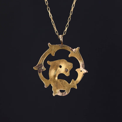 Antique Griffin Conversion Pendant of 14k Gold