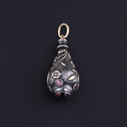 Antique Garnet Pendant of Silver and Gold