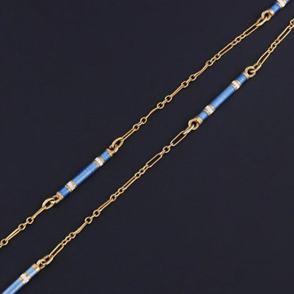 Antique Enamel Watch Chain of 14k Gold