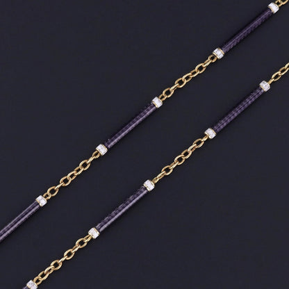 Antique Enamel Watch Chain of 18k Gold
