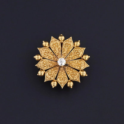 Antique Flower Pendant or Brooch of 14k Gold