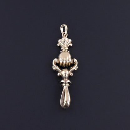Antique Hand Charm Holder of 14k Gold