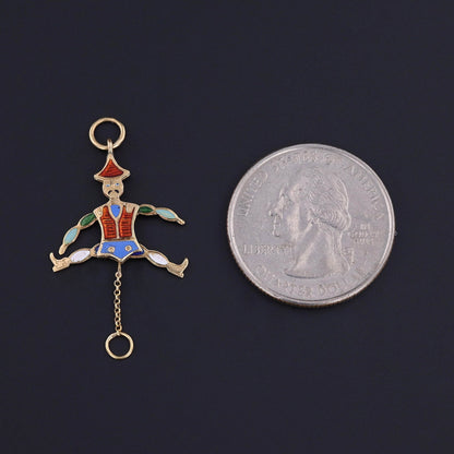 Antique French Enamel Charm of 18k Gold