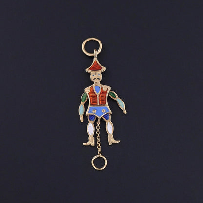 Antique French Enamel Charm of 18k Gold