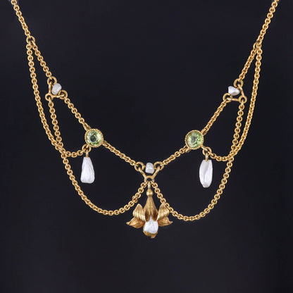 Antique Festoon Necklace of 10k Gold