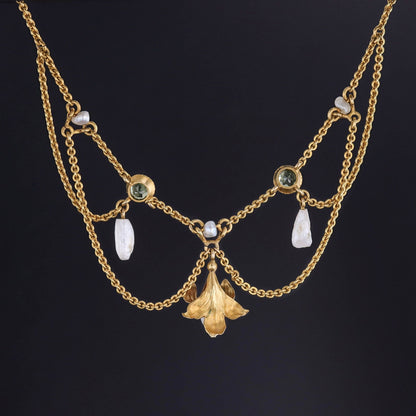 Antique Festoon Necklace of 10k Gold