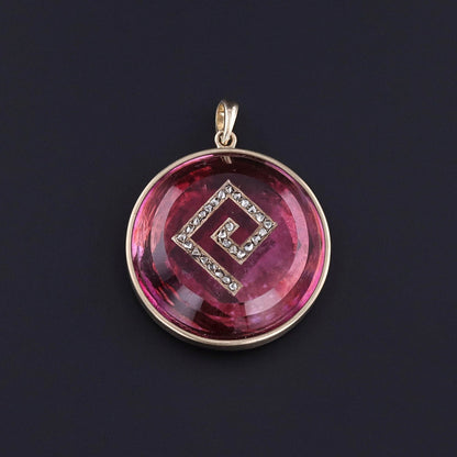 Antique Greek Key Pendant of 14k Gold