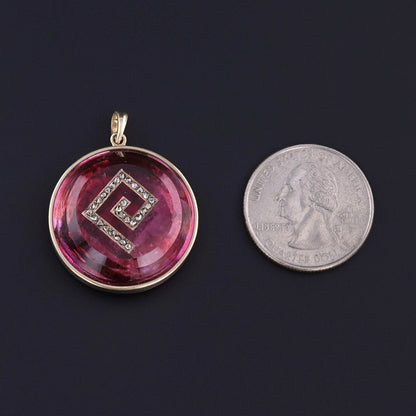 Antique Greek Key Pendant of 14k Gold